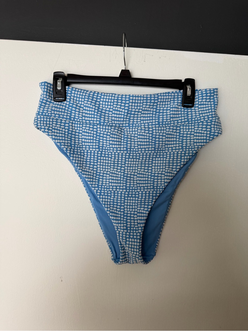 High-Waist Blue Dot Print Bikini Bottoms